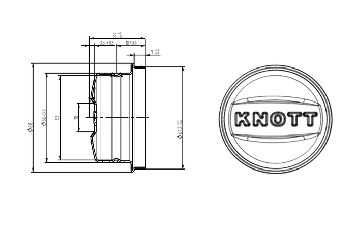 KNOTT 64.2 мм капачка за лагер на главина за ремарке