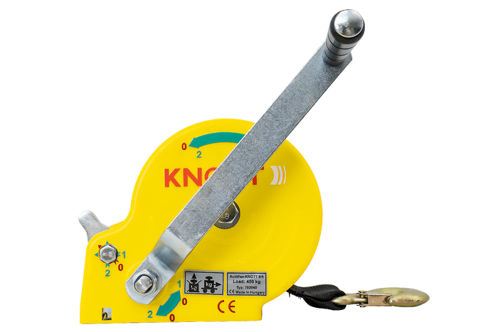 Лебедка 450 KG с колан KNOTT, жълт корпус